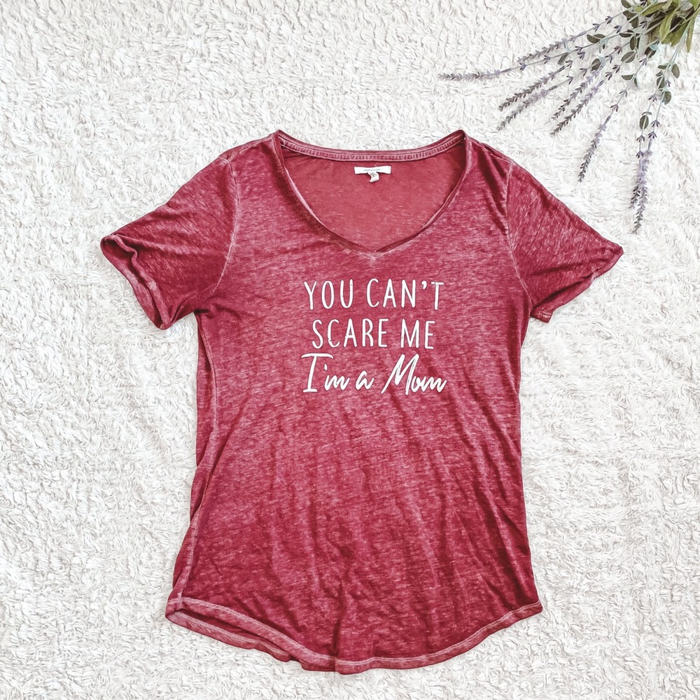 Maurices flowy red maroon and white soft shirt sleeve everyday t shirt